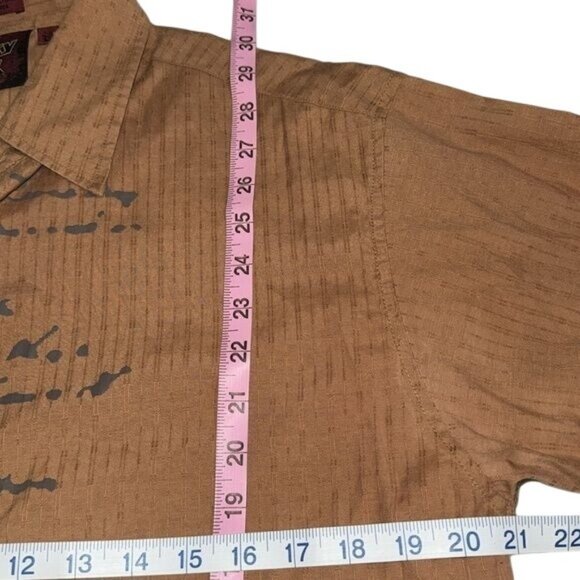 Franky Max Original Mens Button-Up Shirt Brown With Graphic Print Long Sleeve Co - Picture 6 of 6